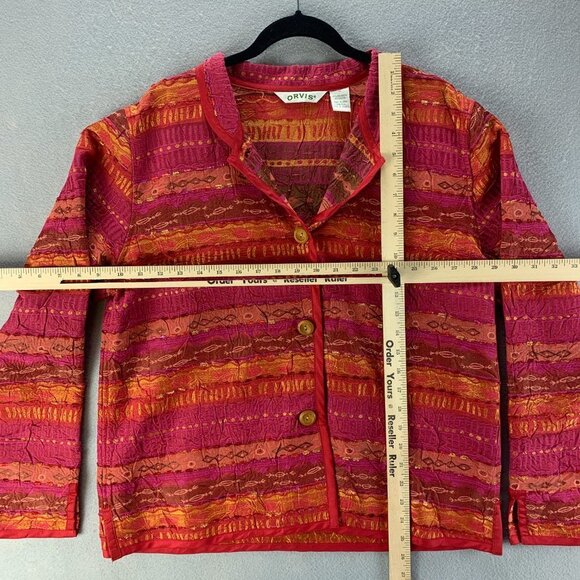 Orvis Womens Blazer Jacket Medium Red Orange Button Textured Polyester Casual - Picture 9 of 13